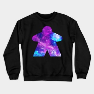 Purple and Sky Blue Space with Galaxy Stars Meeple | Board Game Fan Crewneck Sweatshirt